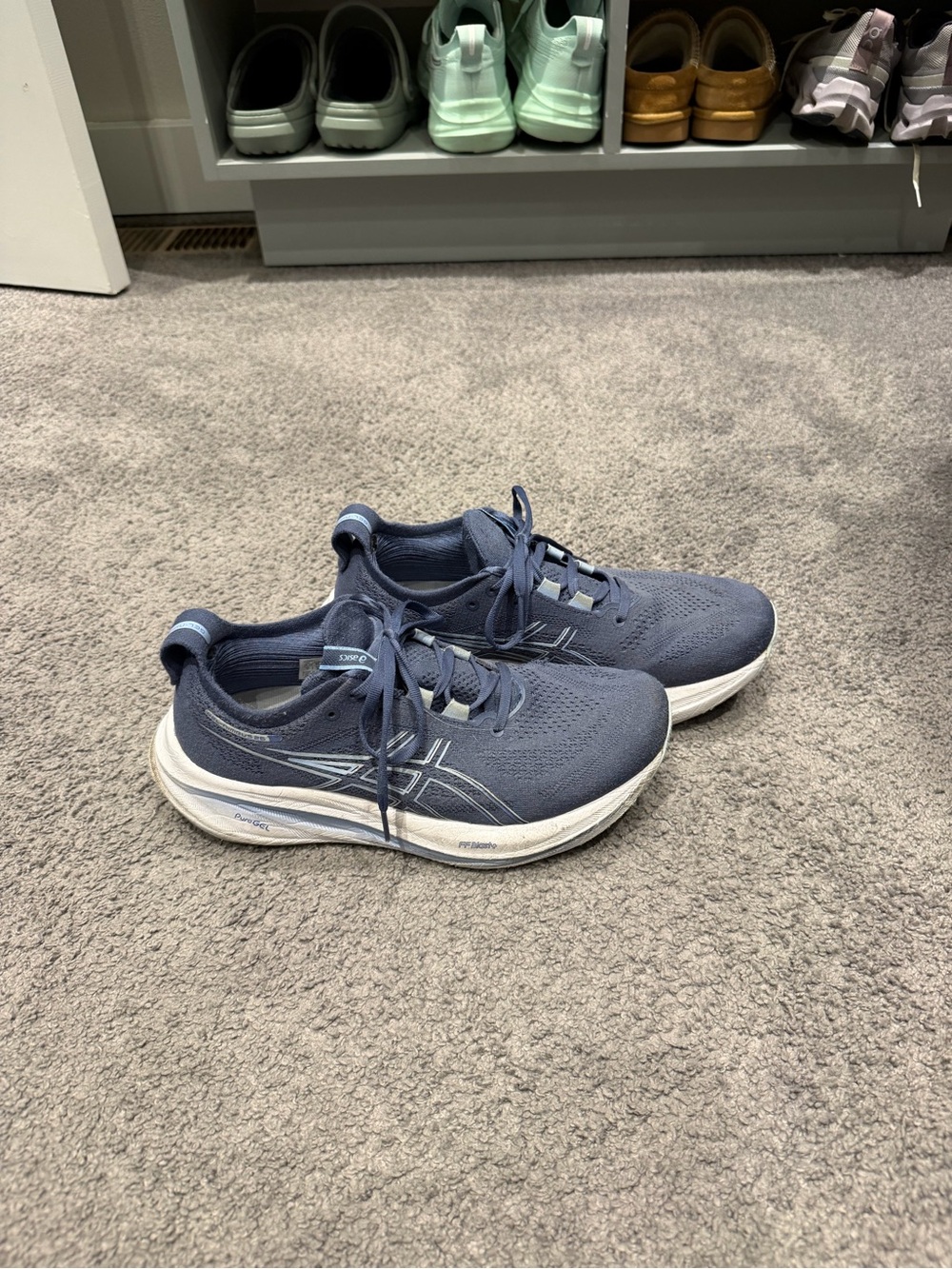 Asics Blue Knit Lightweight Running Shoes